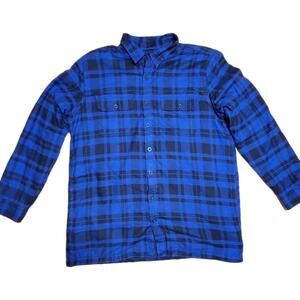 L.L BEAN VTG Flannel Sweater Mens XL Tall Blue Traditional Fit Heavyweight